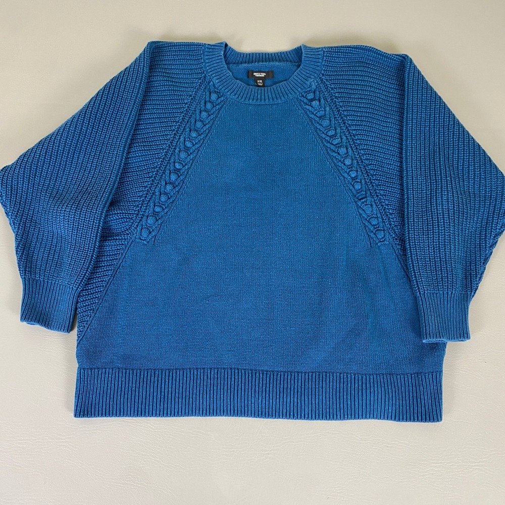 SIMPLY VERA WANG Cable Knit Sweater Women's XXL Blue Pullover Cotton‎ Blend